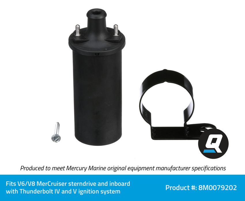 Quicksilver 8M0079202 Ignition Coil for V6 and V8 MerCruiser Sterndrive and Inboard Engines with Thunderbolt IV and V Ignition System