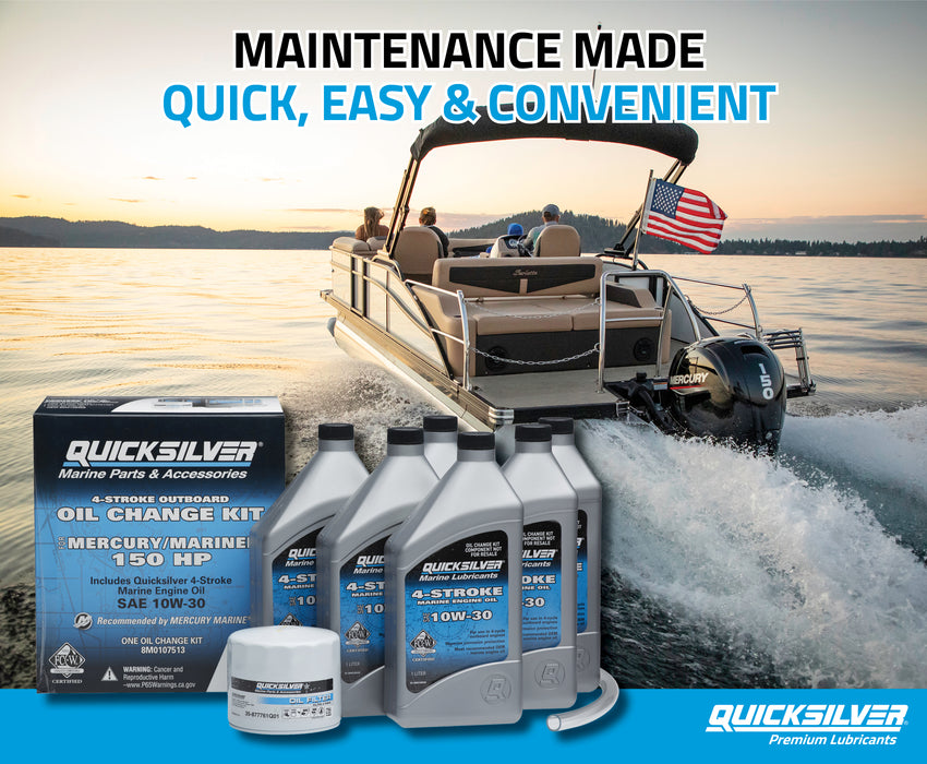 Quicksilver 10W-30 Oil Change Kit for 4-Stroke 150hp Mercury and Mariner Outboards