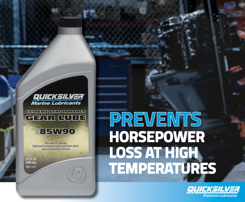 Quicksilver 85W-90 Extreme Performance Gear Lube for Outboards and Sterndrives, 1 Quart