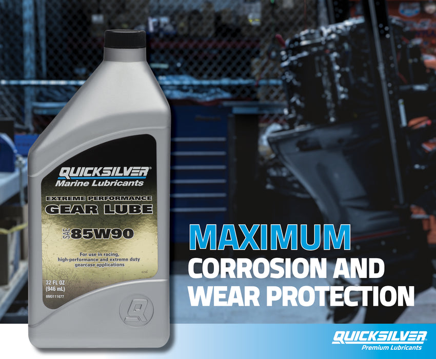 Quicksilver 85W-90 Extreme Performance Gear Lube for Outboards and Sterndrives, 1 Quart