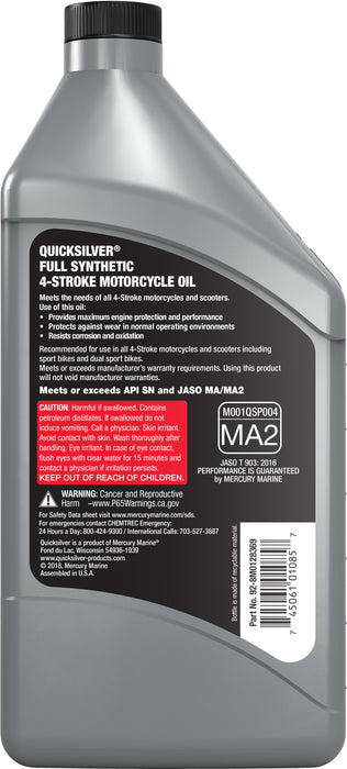 Quicksilver 10W-30 Full Synthetic Motorcycle Oil, 1 Quart