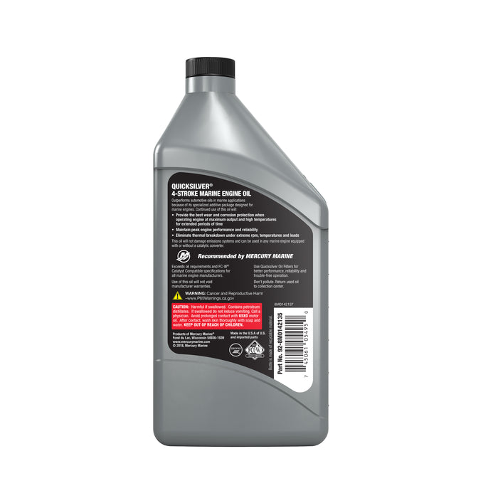 Quicksilver 10W-30 4-Stroke Synthetic Marine Engine Oil, 1 Quart