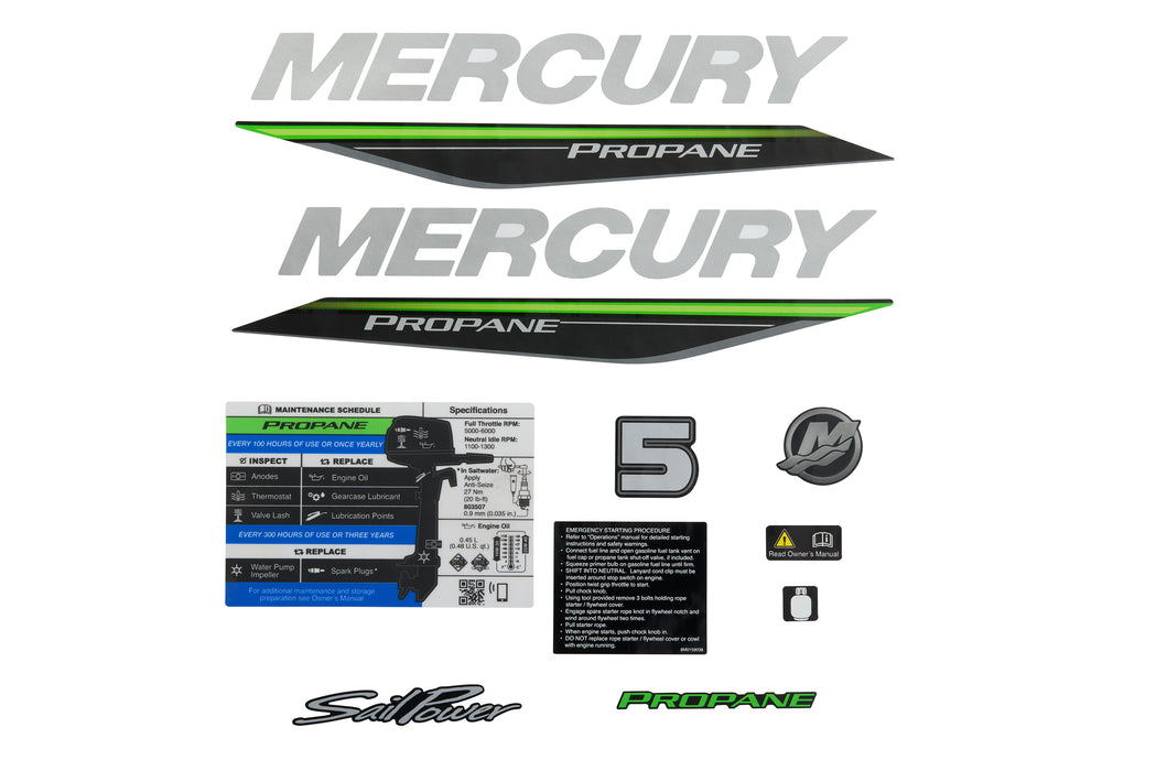 Quicksilver 8M0154342 Service Decal Kit for Mercury 5hp Propane Outboard