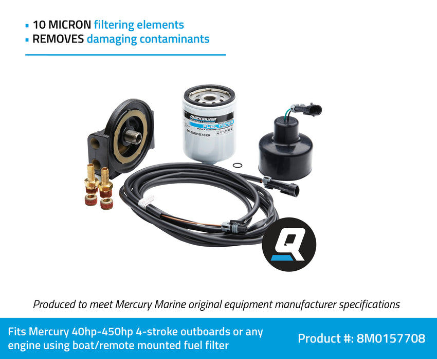 Quicksilver 8M0157708 Water Separating and Sensing Fuel Filter Kit for Select Mercury L6 Verado Outboards