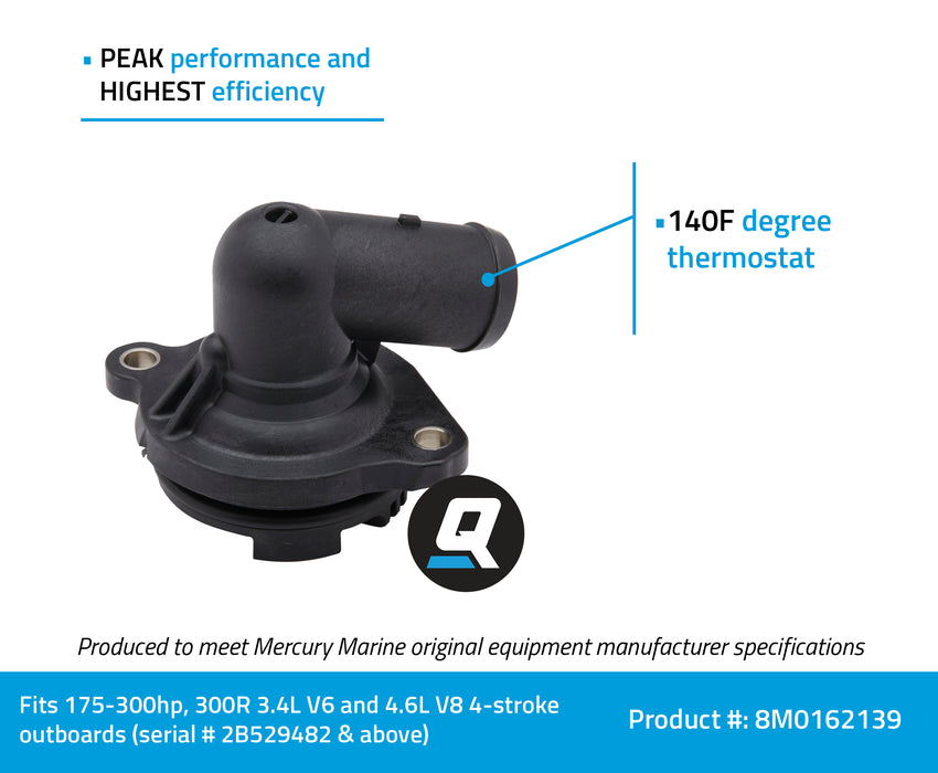 Quicksilver 8M0162139 Replacement 140 Degree F Thermostat for Select Mercury Outboards