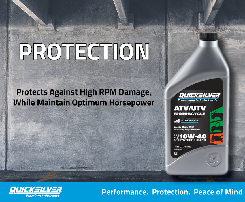 Quicksilver 10W-40 Synthetic Blend ATV/UTV/Motorcycle Oil, 1 Quart