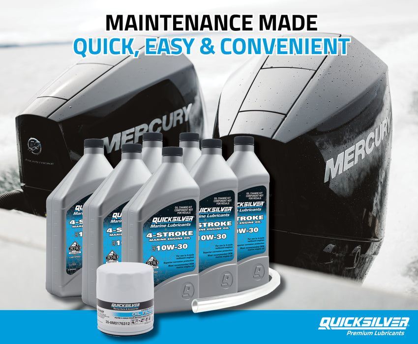 Quicksilver 10W-30 Oil Change Kit for 175-300hp 4-Stroke Mercury V6 and V8 Outboards