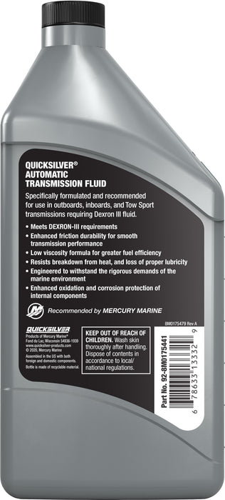 Quicksilver 8M0175441 Automatic Transmission Fluid, 1 Quart