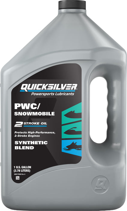 Quicksilver 2-Stroke PWC/Snowmobile Engine Oil, Premium Synthetic Blend, 1 Gallon