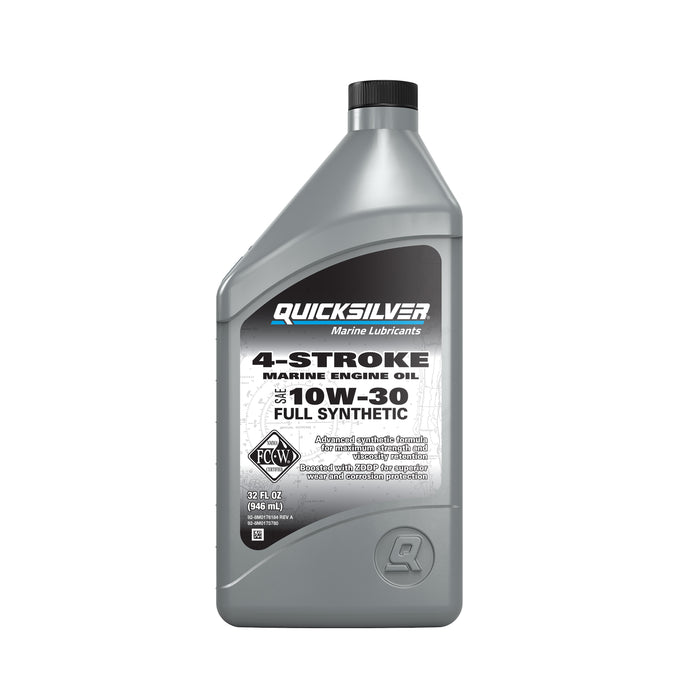 Quicksilver 10W-30 4-Stroke Full Synthetic Marine Engine Oil, 1 Quart