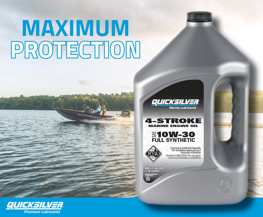 Quicksilver 10W-30 4-Stroke Full Synthetic Marine Engine Oil, 1 Gallon