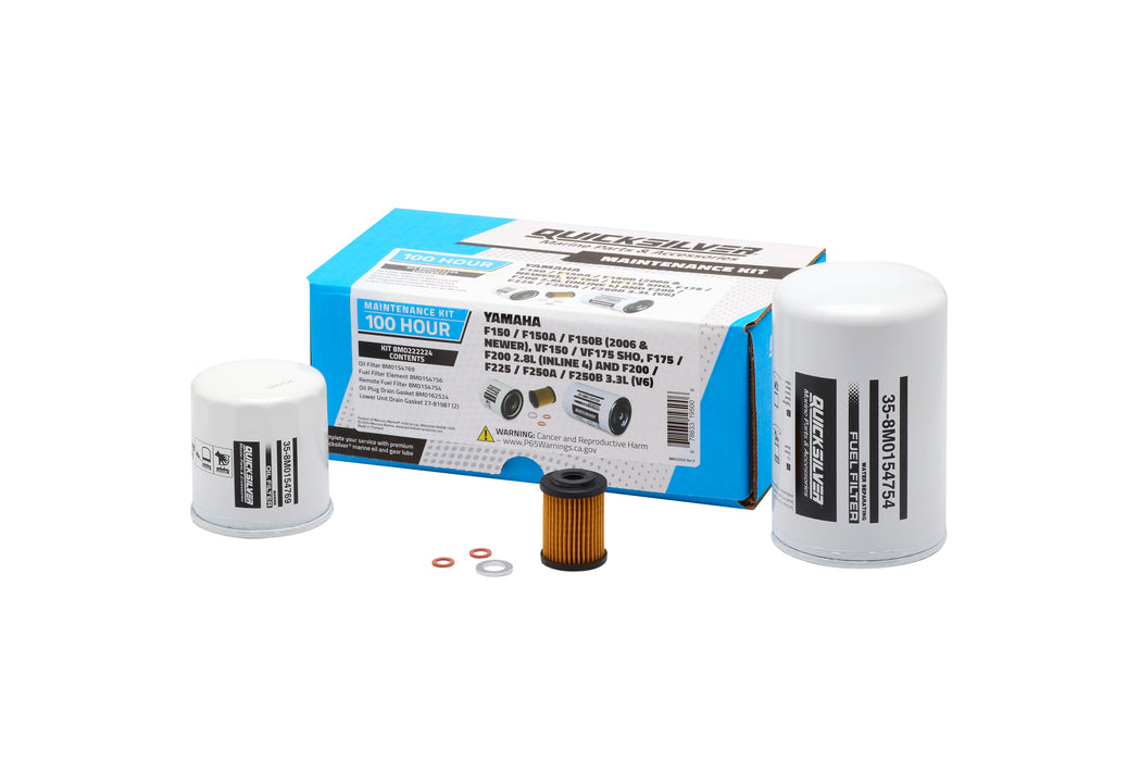 Quicksilver 8M0222224 100 Hour Maintenance Kit for Yamaha Various 150/175/200/225/250 Outboards