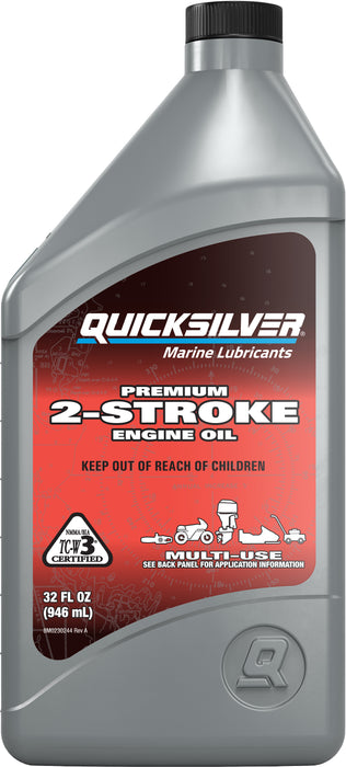 Quicksilver Premium 2-Stroke Engine Oil for Outboards, PWCs, Snowmobiles and Motorcycles, 1 Quart