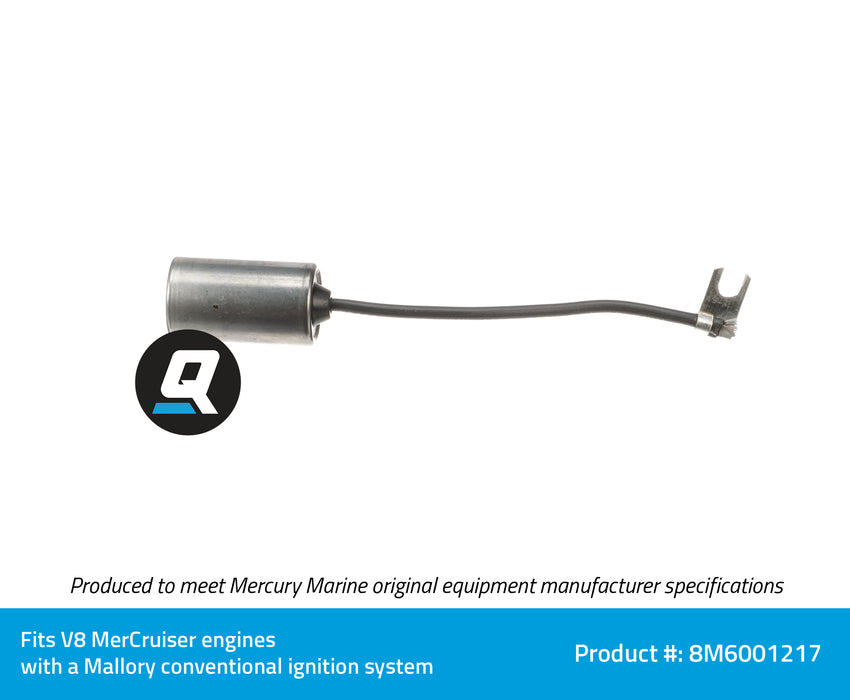 Quicksilver 8M6001217 Condenser for V8 MerCruiser Engines Made by Ford or GM with Mallory Conventional Points Ignition System