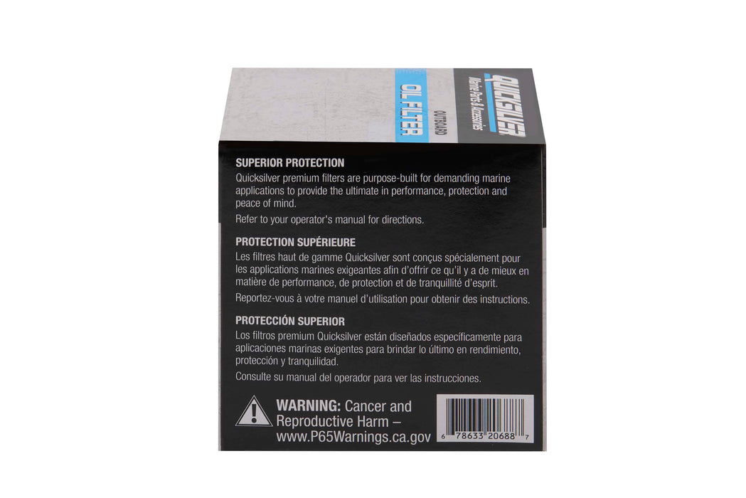 Quicksilver 8M6013851 Oil Filter for Select Johnson, Evinrude and Suzuki 9.9-15hp Outboards