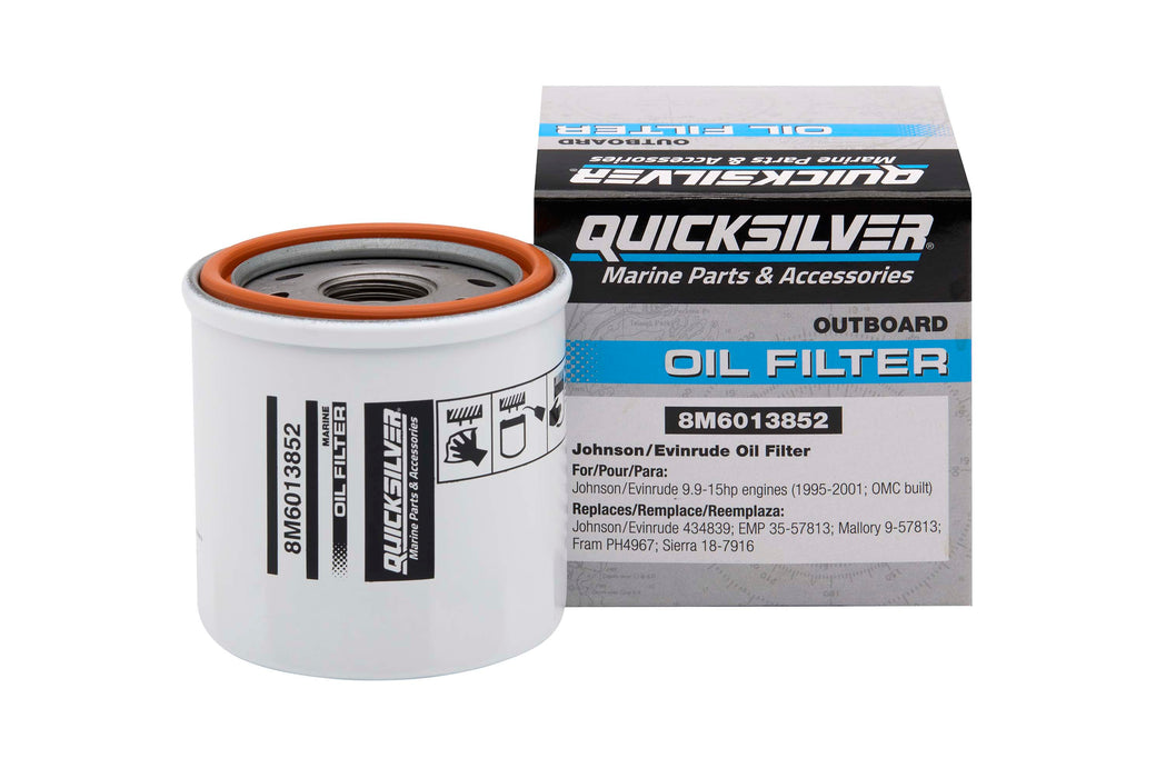 Quicksilver 8M6013852 Oil Filter for Select Johnson and Evinrude 9.9-15hp Outboards