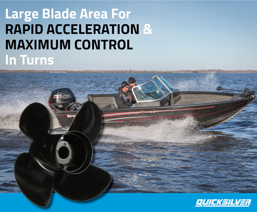Quicksilver Nemesis 4-Blade Aluminum Propeller, 9.3" Diameter x 9.5" Pitch, Right Hand Rotation