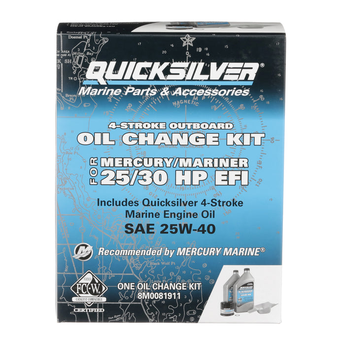 Quicksilver 25W-40 Oil Change Kit for 4-Stroke 25hp and 30hp Mercury EFI Outboards