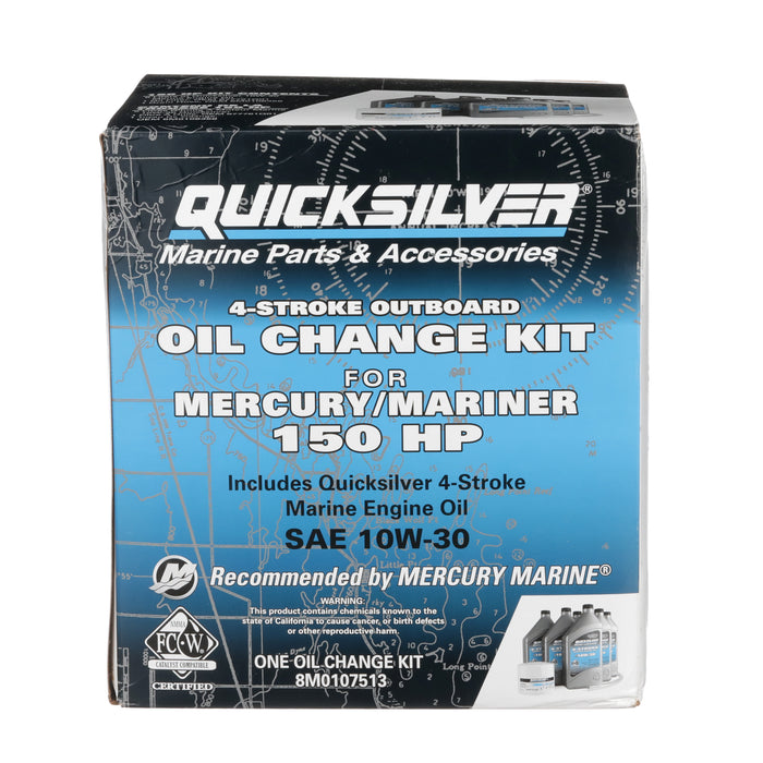 Quicksilver 10W-30 Oil Change Kit for 4-Stroke 150hp Mercury and Mariner Outboards