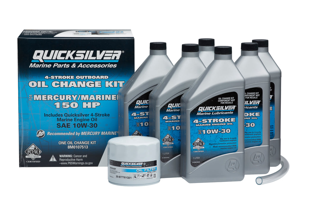 Quicksilver 10W-30 Oil Change Kit for 4-Stroke 150hp Mercury and Mariner Outboards