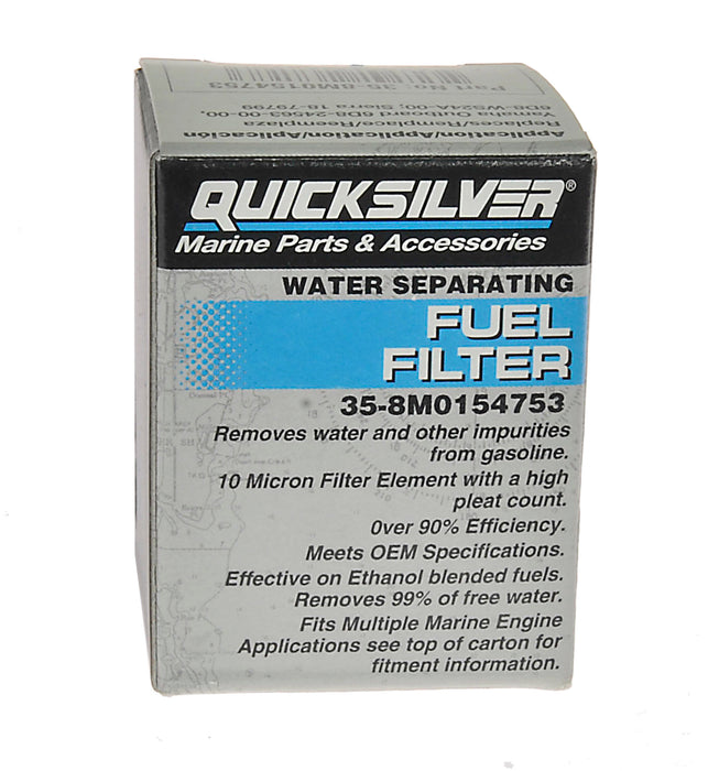 Quicksilver 8M0154753 Inline Water Separating Fuel Filter for Select Yamaha 20-115hp Outboards
