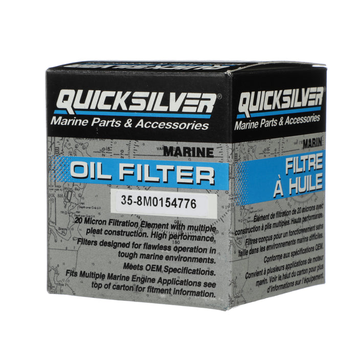 Quicksilver 8M0154776 20 Micron Oil Filter for Select Yamaha, Honda, and Nissan/Tohatsu 9.9-115hp Outboards, 2000-2018