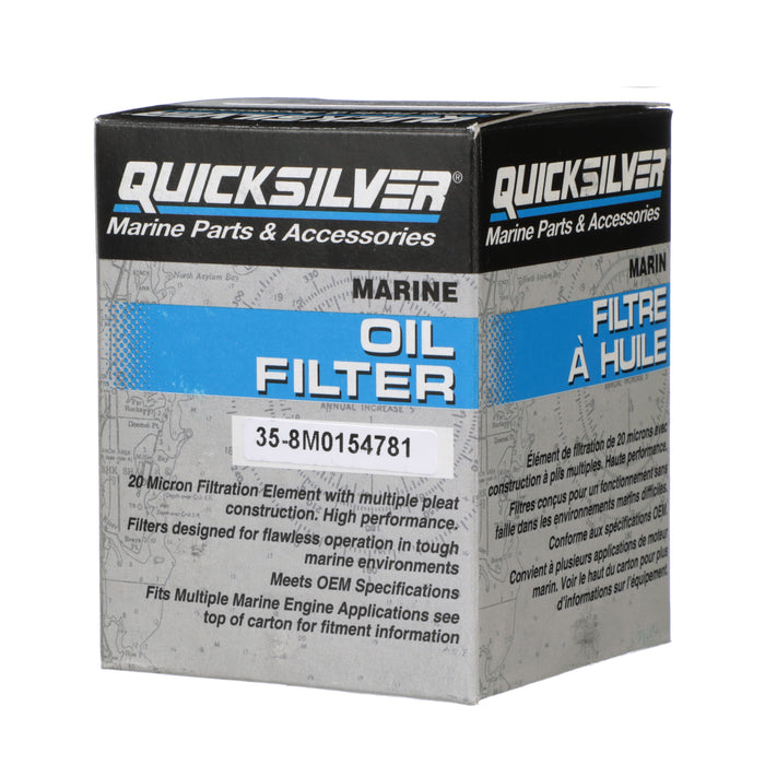 Quicksilver 8M0154781 20 Micron Oil Filter for Select Johnson and Evinrude 90-115hp and Select Suzuki 70-115hp