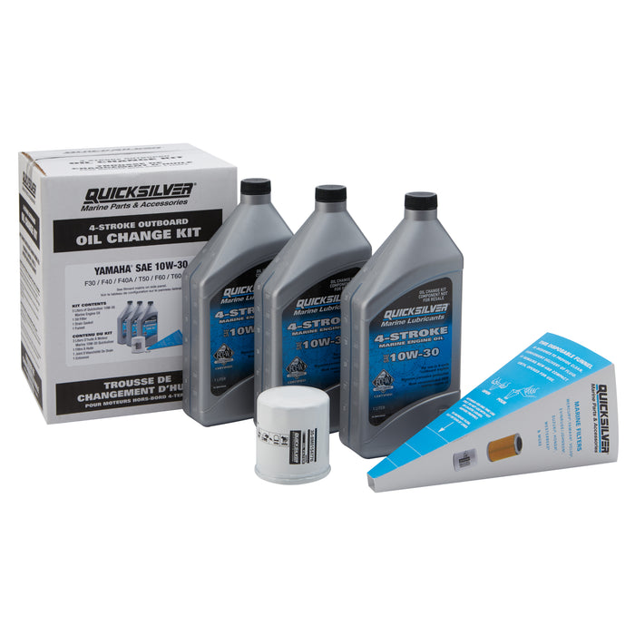 Quicksilver 10W-30 Oil Change Kit for 4-Stroke Yamaha F30 through F70 Outboards