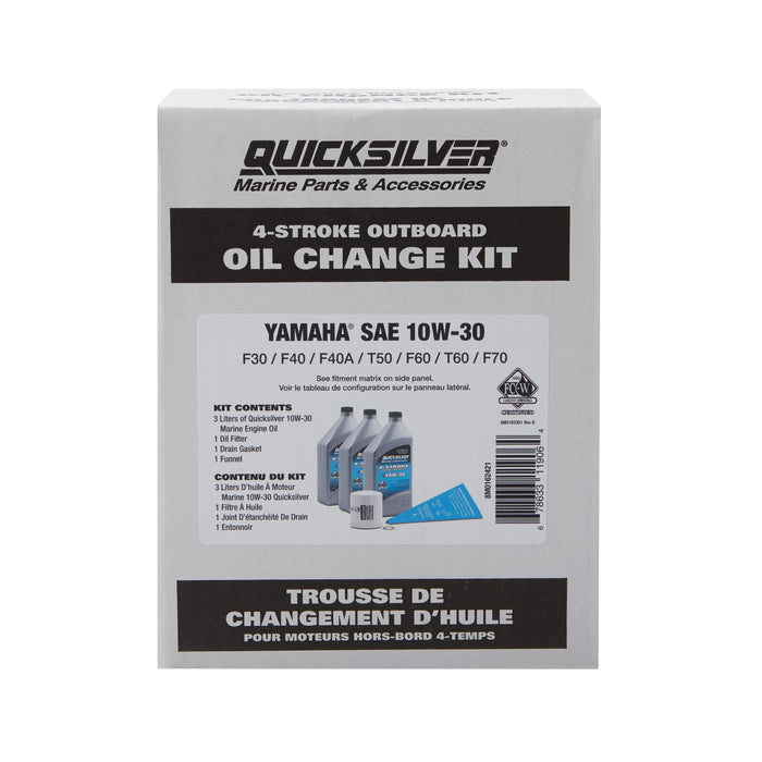Quicksilver 10W-30 Oil Change Kit for 4-Stroke Yamaha F30 through F70 Outboards