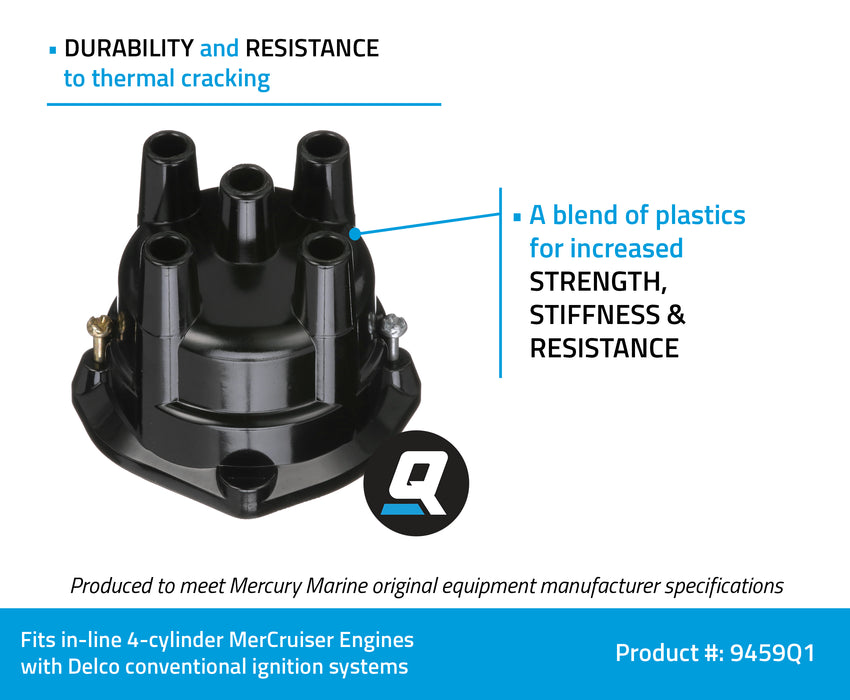 Quicksilver 9459Q1 Distributor Cap for MerCruiser Engines by GM with Conventional Ignition Systems