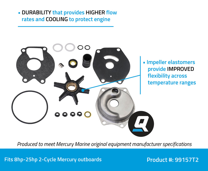 Quicksilver 99157T2 Upper Water Pump Repair Kit for Select Mercury BigFoot 4-Stroke Outboards