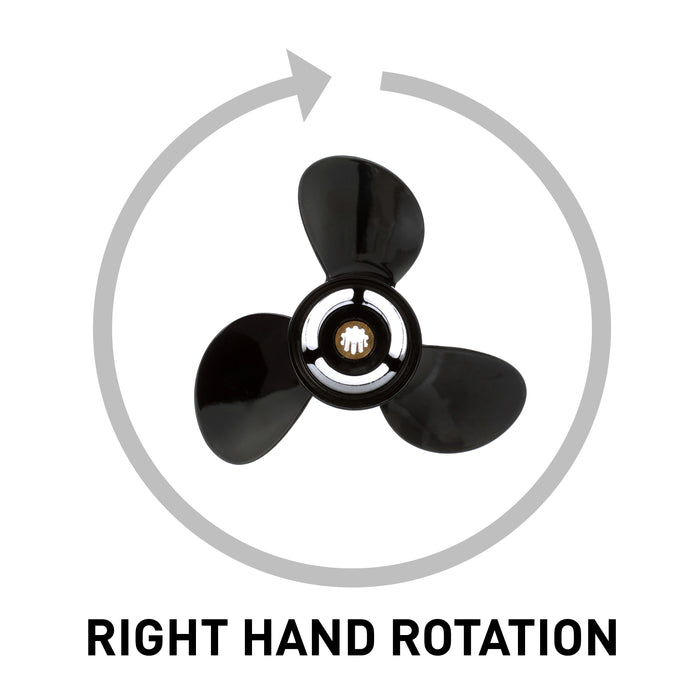 Quicksilver Black Diamond 3-Blade Aluminum Propeller, 9.8" Diameter x 9.5" Pitch, Right Hand Rotation