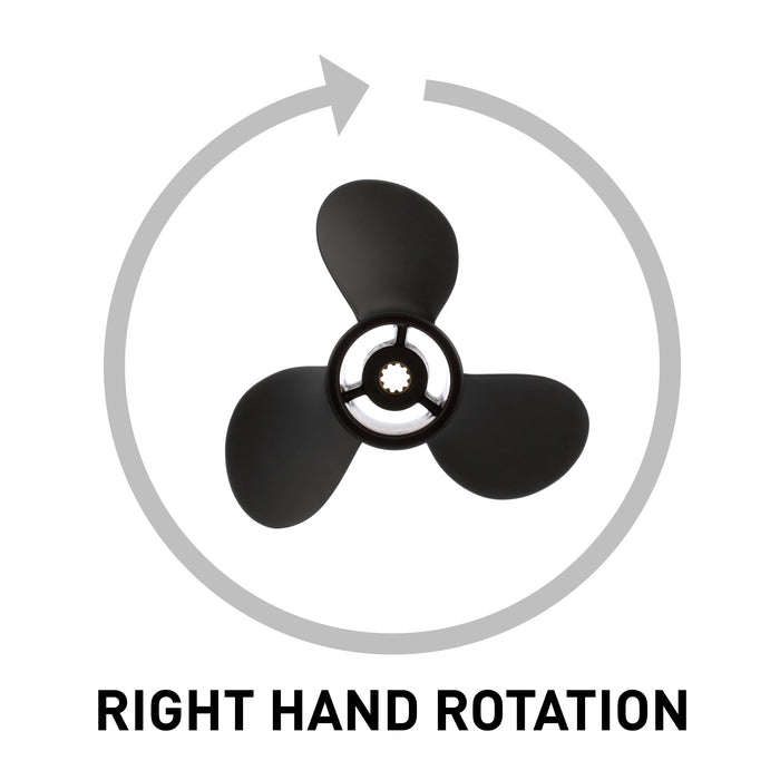Quicksilver Black Diamond 3-Blade Aluminum Propeller, 9.9" Diameter x 10" Pitch, Right Hand Rotation