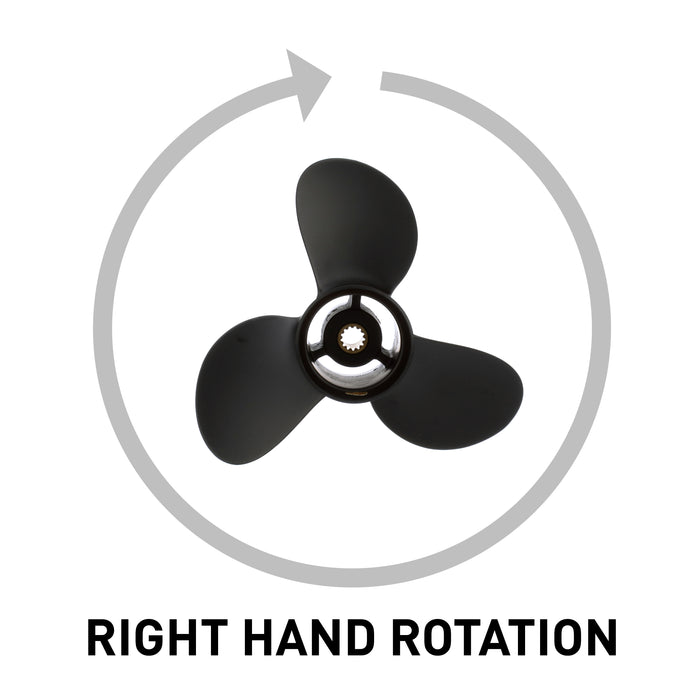 Quicksilver Black Diamond 3-Blade Aluminum Propeller, 9.3" Diameter x 11" Pitch, Right Hand Rotation