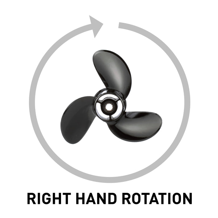 Quicksilver Black Diamond 3-Blade Aluminum Propeller, 8.9" Diameter x 7.5" Pitch, Right Hand Rotation