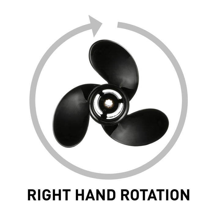 Quicksilver Black Diamond 3-Blade Aluminum Propeller, 9" Diameter x 7" Pitch, Right Hand Rotation