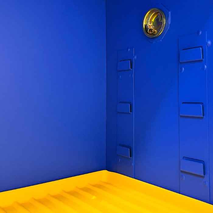 1045M-293T FM Approved, Corrosive Storage Cabinet, 45 Gallon, 2 Doors, Manual Close, 2 Shelves, 3 Plastic Trays, Blue
