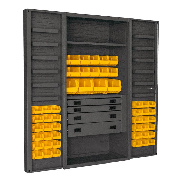 DCBDLP524RDR-95 4 Drawer Cabinet, 2 Shelves, 52 Bins