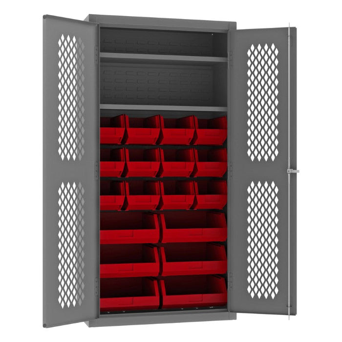 EMDC-361872-18B-2S-1795 Ventilated Cabinet, 2 Shelves, 18 Bins