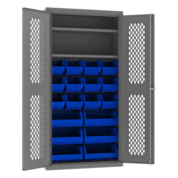 EMDC-361872-18B-2S-5295 Ventilated Cabinet, 2 Shelves, 18 Bins