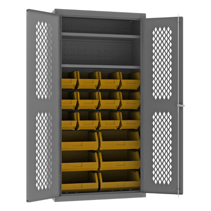 EMDC-361872-18B-2S-95 Ventilated Cabinet, 2 Shelves, 18 Bins