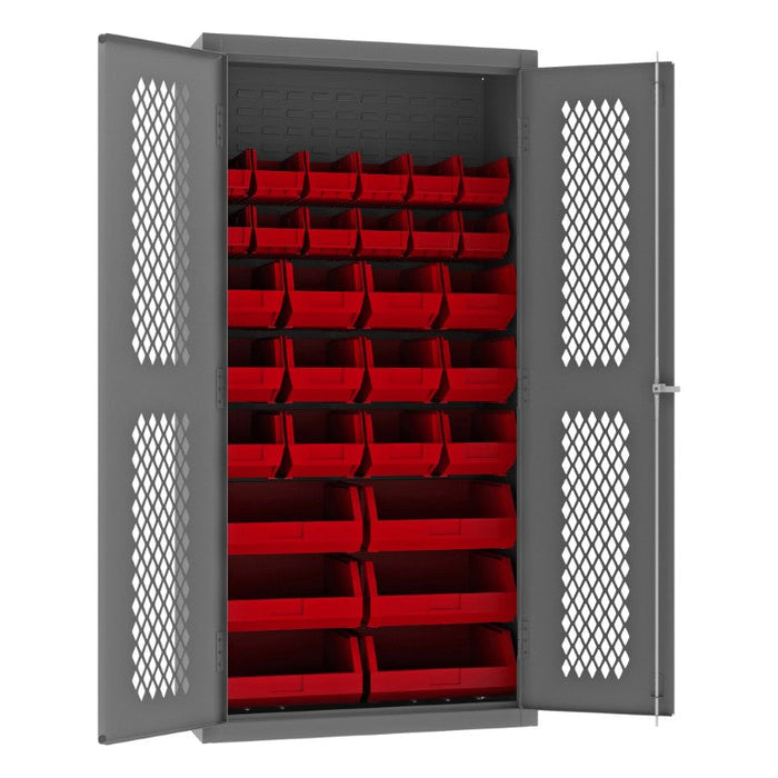 EMDC-362472-30B-1795 Ventilated Cabinet, 30 Red Bins