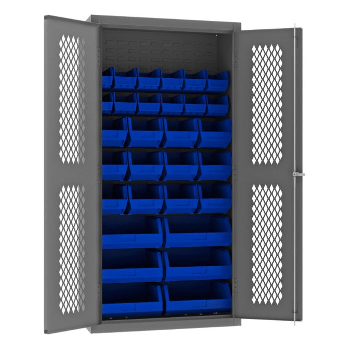 EMDC-362472-30B-5295 Ventilated Cabinet, 30 Blue Bins