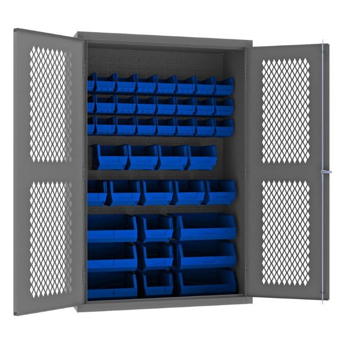 EMDC-482472-42B-5295 Ventilated Cabinet, 42 Blue Bins