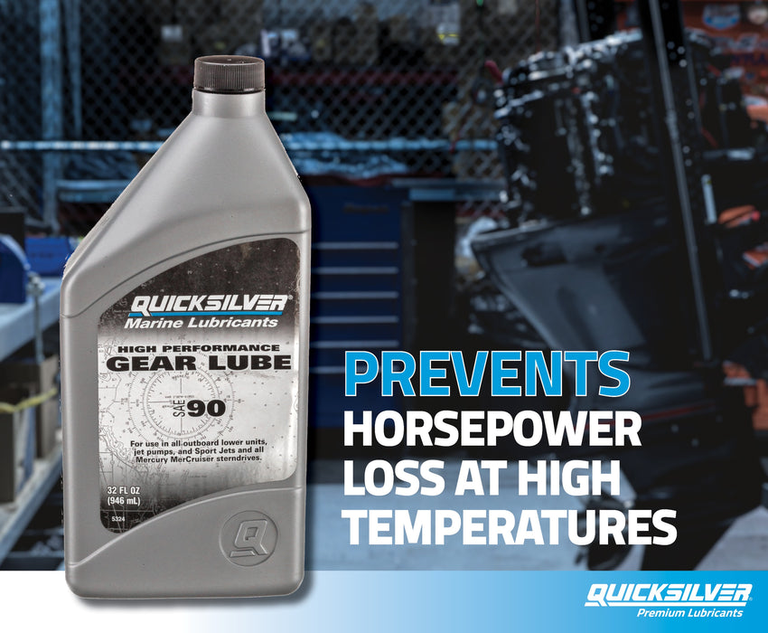 Quicksilver SAE 90 High Performance Gear Lube and Pump Kit for Outboards and Sterndrives, 32 oz