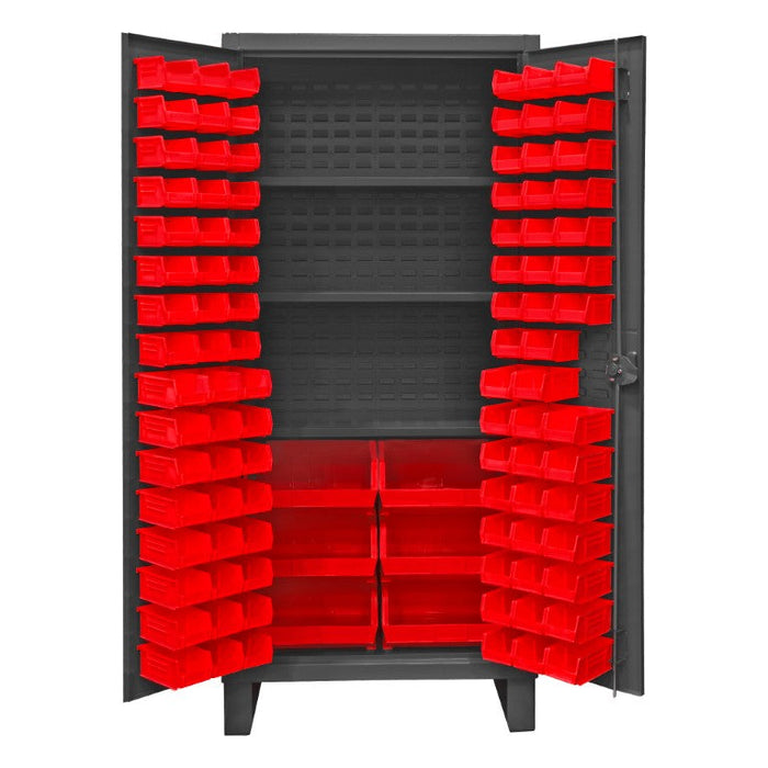 HDC36-102-3S1795 Cabinet, 3 Shelves, 102 Red Bins