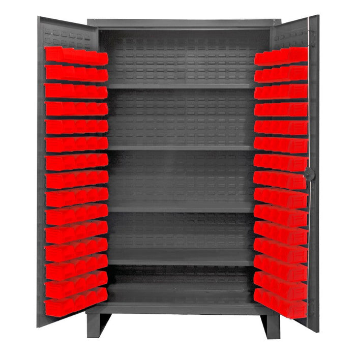 HDC48-120-4S1795 Cabinet, 4 Shelves, 120 Red Bins