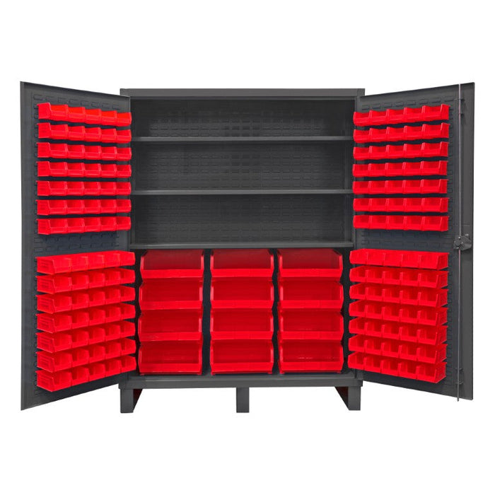 HDC60-156-3S1795 Cabinet, 3 Shelves, 156 Red Bins