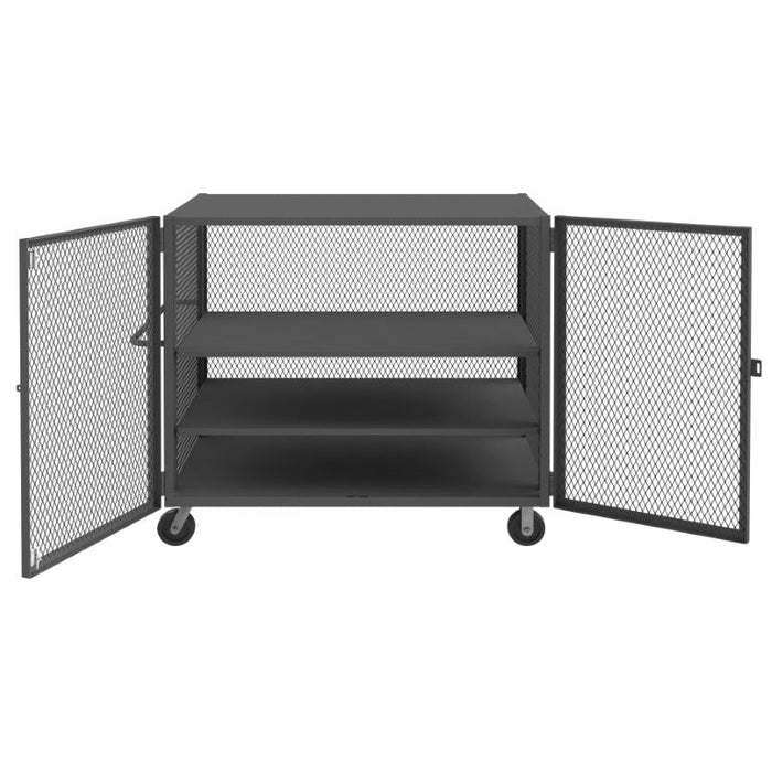 HTL-3660-DD-2AS-95 Security Mesh Truck, 3 Shelves, 36 x 60