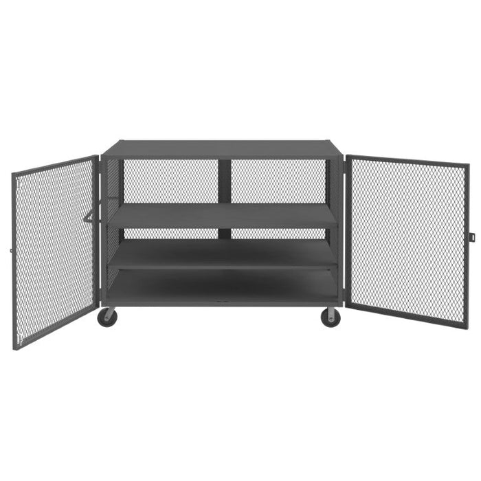 HTL-3672-DD-2AS-95 Security Mesh Truck, 3 Shelves, 36 x 72